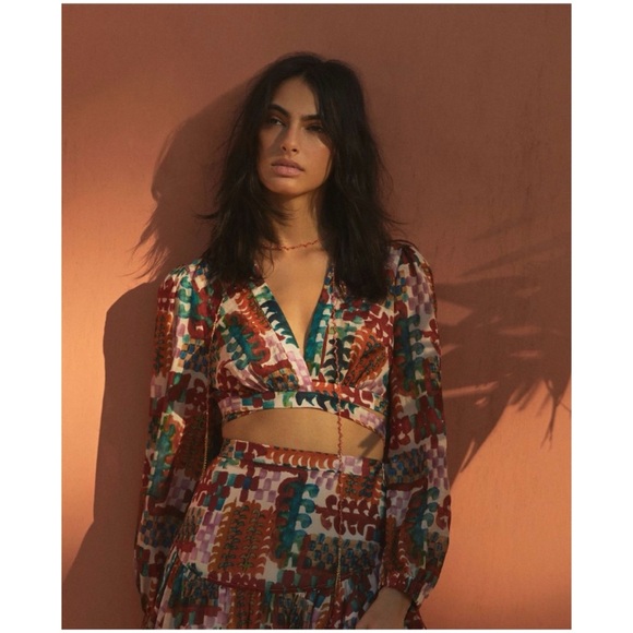 NWOT Anthropologie Versatile Abstract Top in Teal Combo  Size 4 - Picture 6 of 14